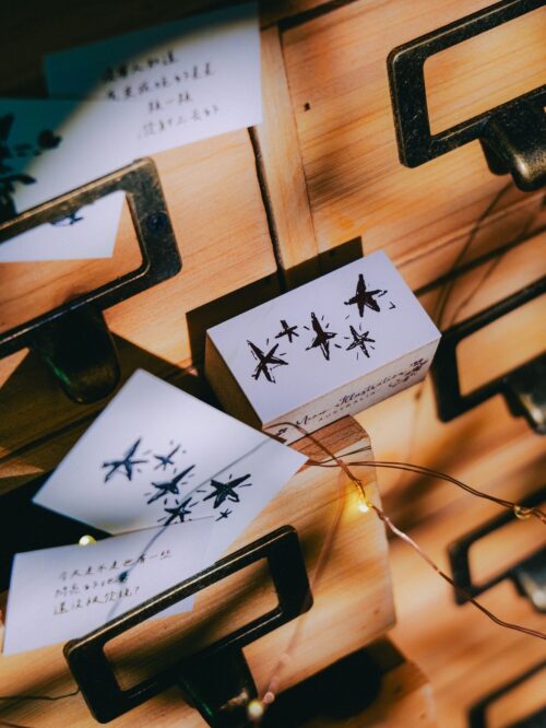 The Starry Night Stars stamp with star designs on cream rubber.