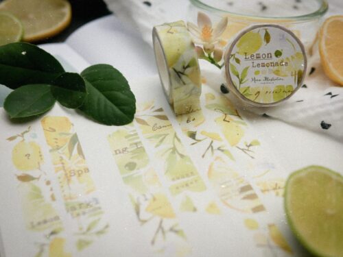 Lemon Lemonade Washi Tape with citrus design, perfect for crafting.