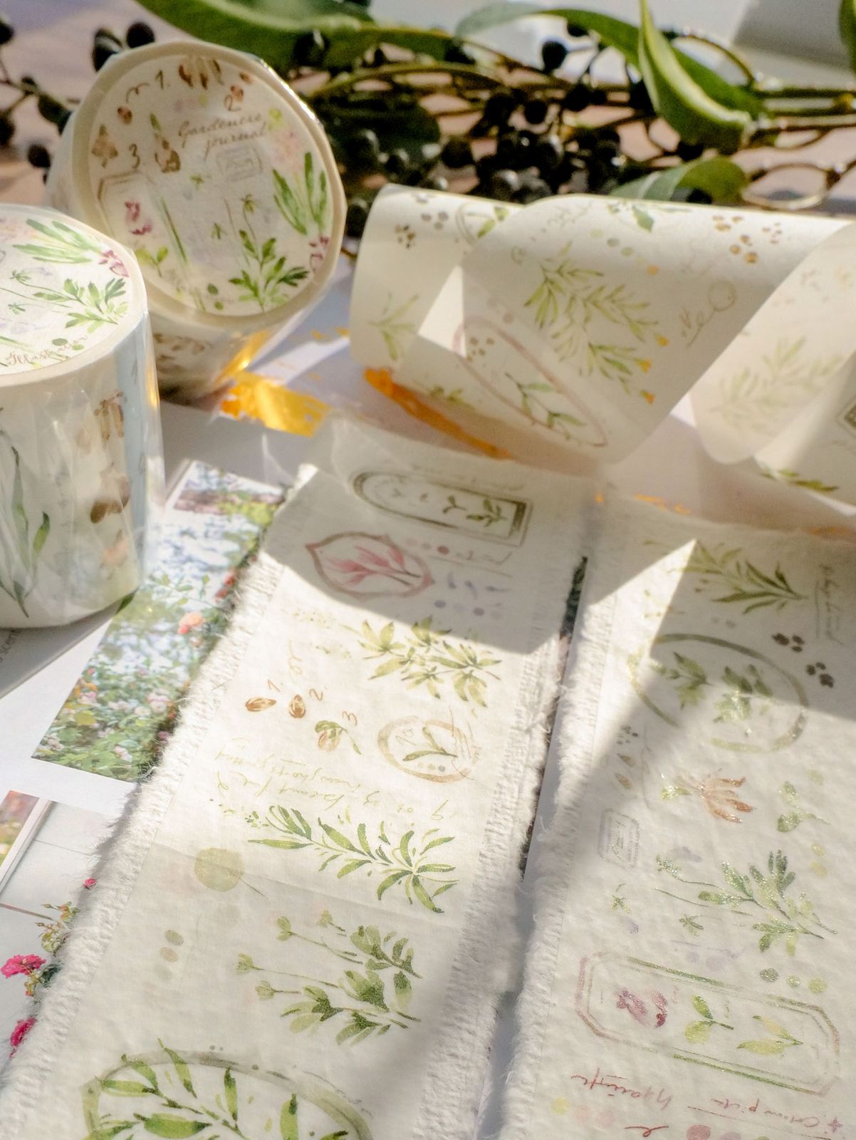 Gardeners Journal Washi Tape with plant designs for journaling.