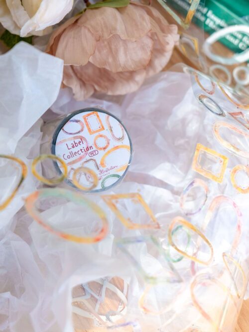 Label Collection PET tape with iridescent finish, glossy and colorful.