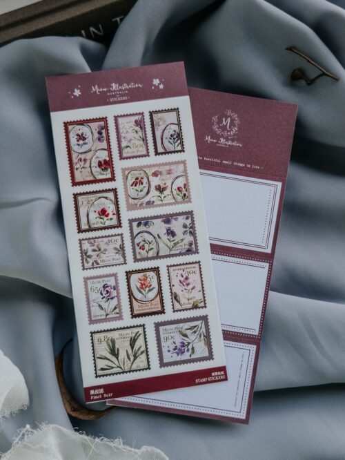 Pinot Noir Goldfoil Stamp Stickers with 15 unique designs for decoration.