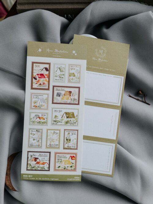 Goldfoil stamp stickers with 13 house designs for decoration.