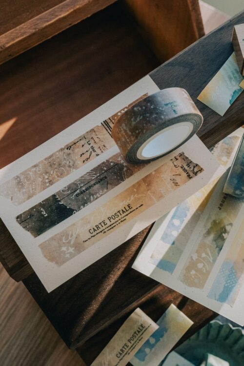 Carte Postale Washi Tape with starry sky postcard design and UV print.