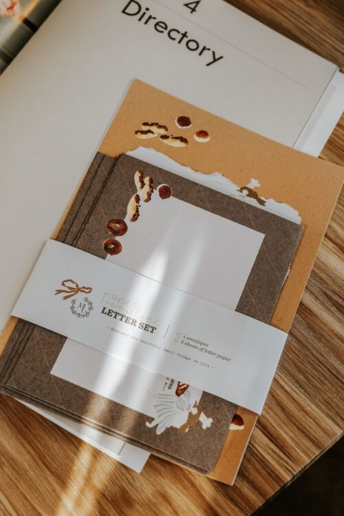 Melting Moments Letter Set with envelopes and letter papers on a table.