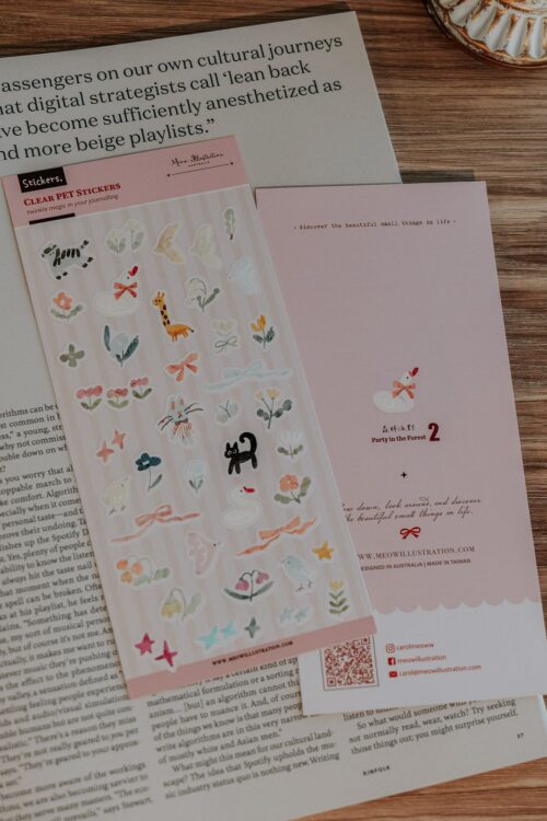 Party in the Forest 2 transparent sticker sheet with forest-themed designs.