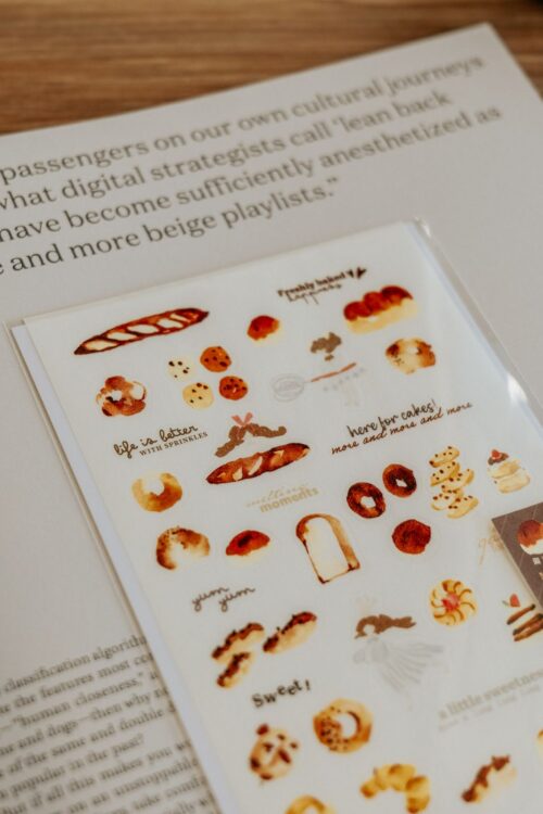 Melting Moments Washi Sticker Sheet featuring bakery-themed designs.