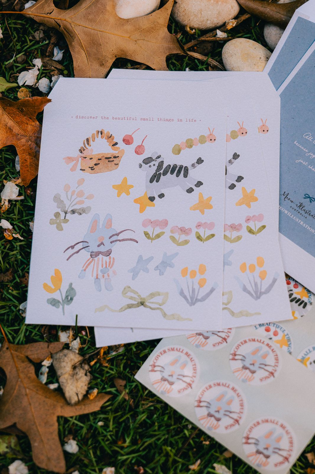 Forest-themed envelope and sticker set with cute animal designs.