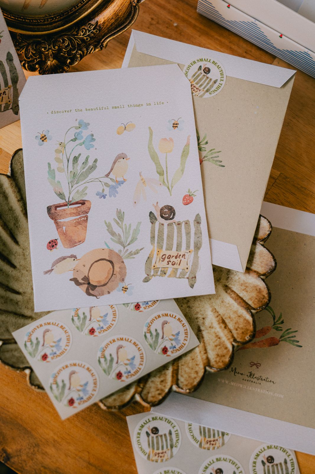 The Perfect Home 2 envelope and sticker set with floral designs.